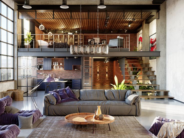 a living room filled with lots of furniture next to a fire place in a building