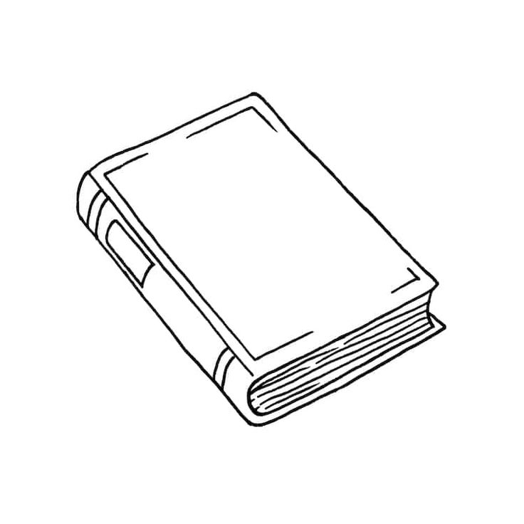 a black and white line drawing of a book