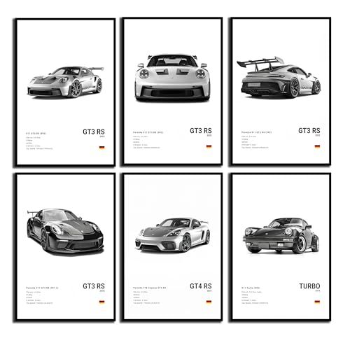 four cars are shown in black and white, with the words gt3rs below them