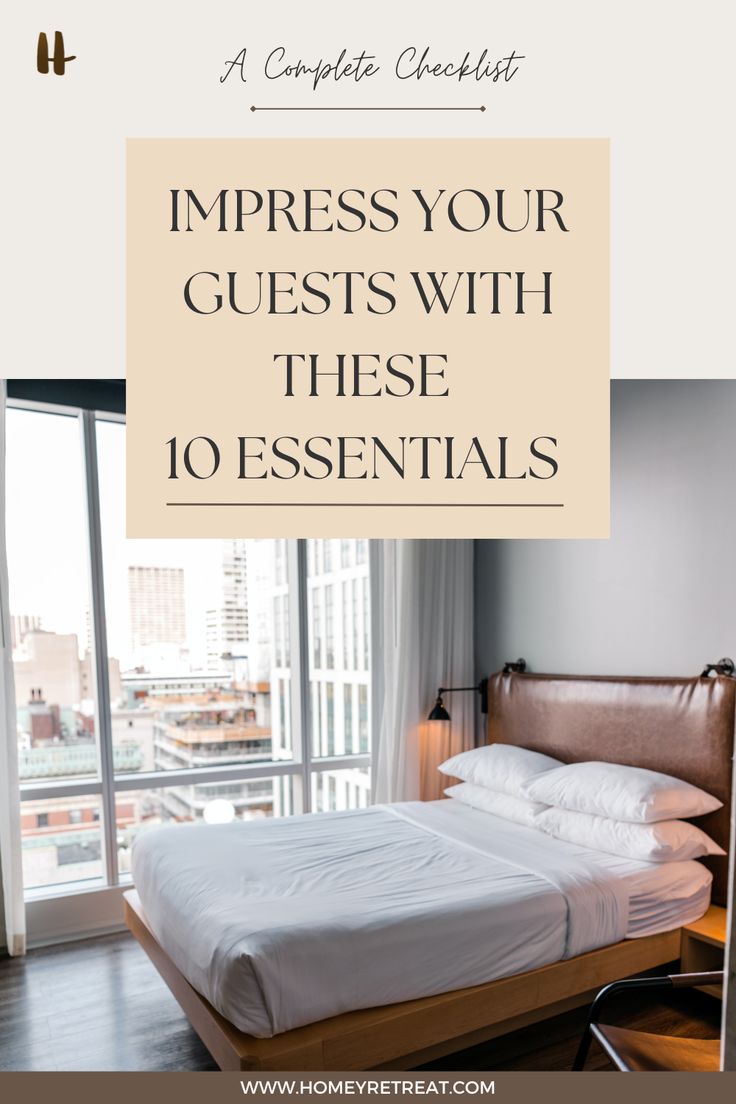 a hotel room with two beds and the words, how to improve your guests with these 10 essentials