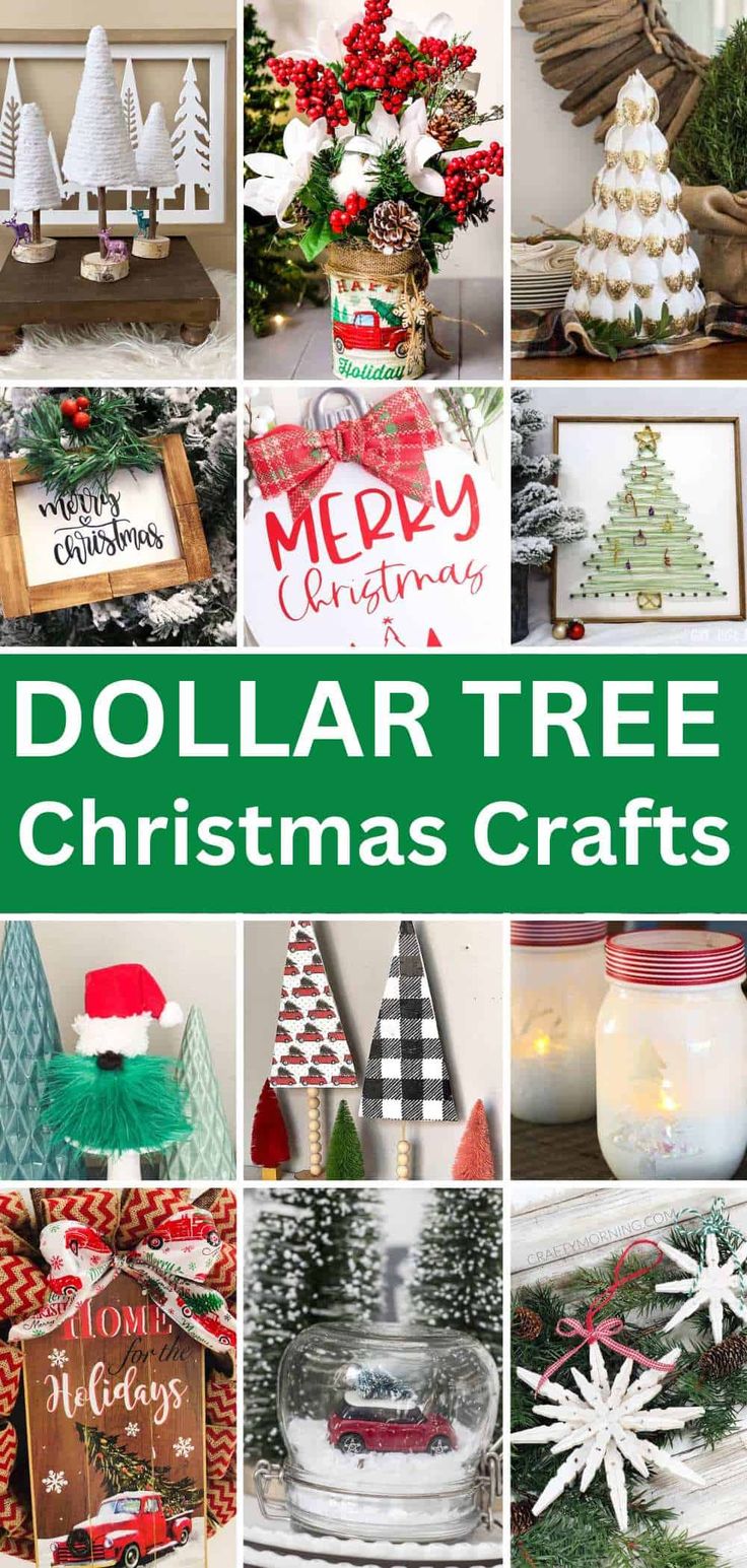 dollar tree christmas crafts are featured in this collage