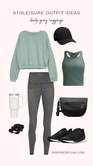 Heather Gray Leggings Outfit, Grey Leggings Outfit Casual, Mauve Leggings Outfit, Cute Comfy Travel Outfits, Active Leggings Outfit, Crop Leggings Outfit, Light Grey Leggings Outfit, Leggings And Sweatshirt Outfit, Gray Leggings Outfit