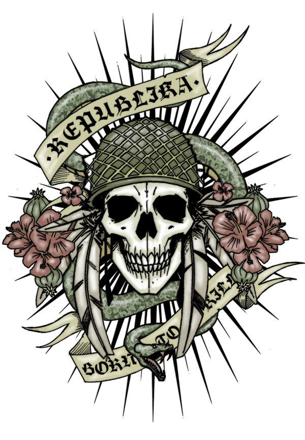 a skull wearing a hat with flowers and ribbon around it's neck, in front of