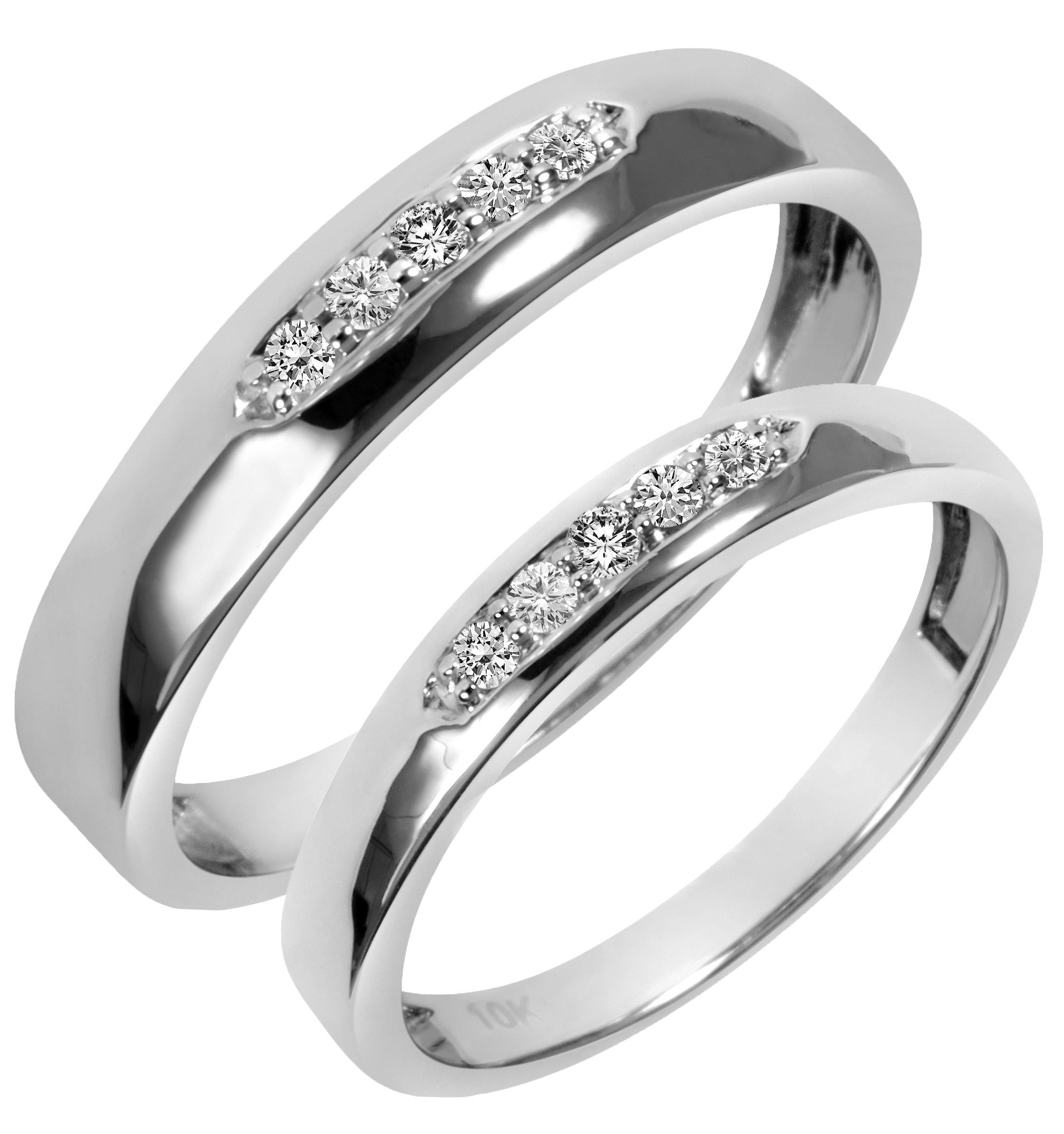 1/5 Carat T.W. Diamond His And Hers Wedding Band Set 10K