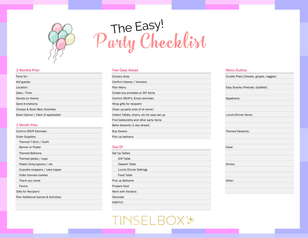 Baby Shower Party Planning Checklist Free Printable Baby Shower