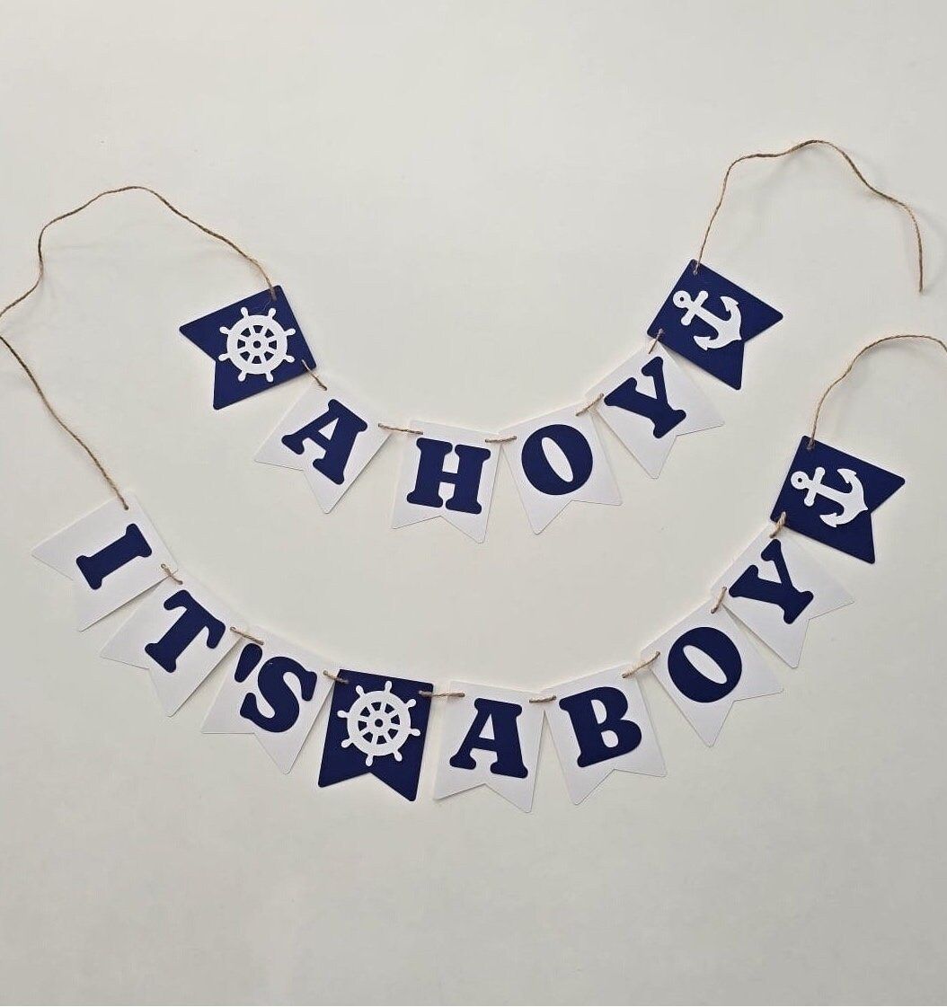 Ahoy Its a Boy Banner, Ahoy Banner, Nautical Baby Shower Banner, Boy ...