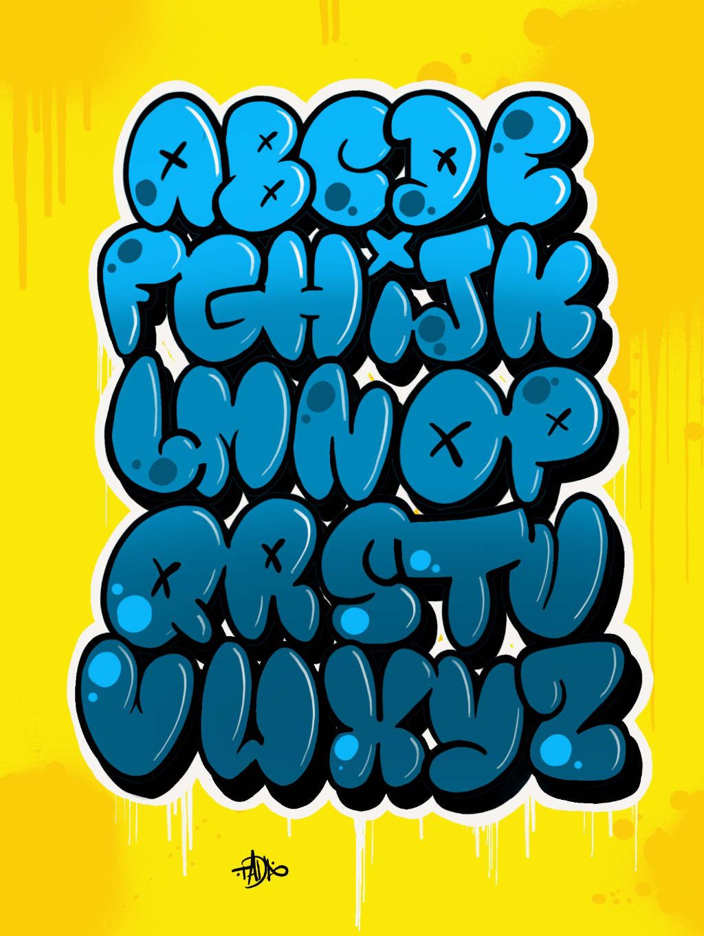 Bubble Graffiti Alphabet Full Alphabet And Numbers In Colors SVG Files ...