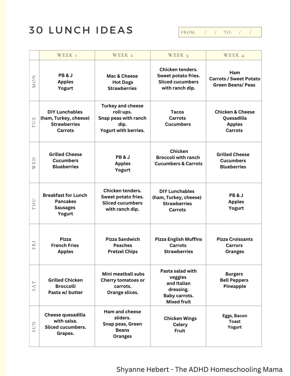 10 best printable preschool lunch menu pdf for free at – Artofit