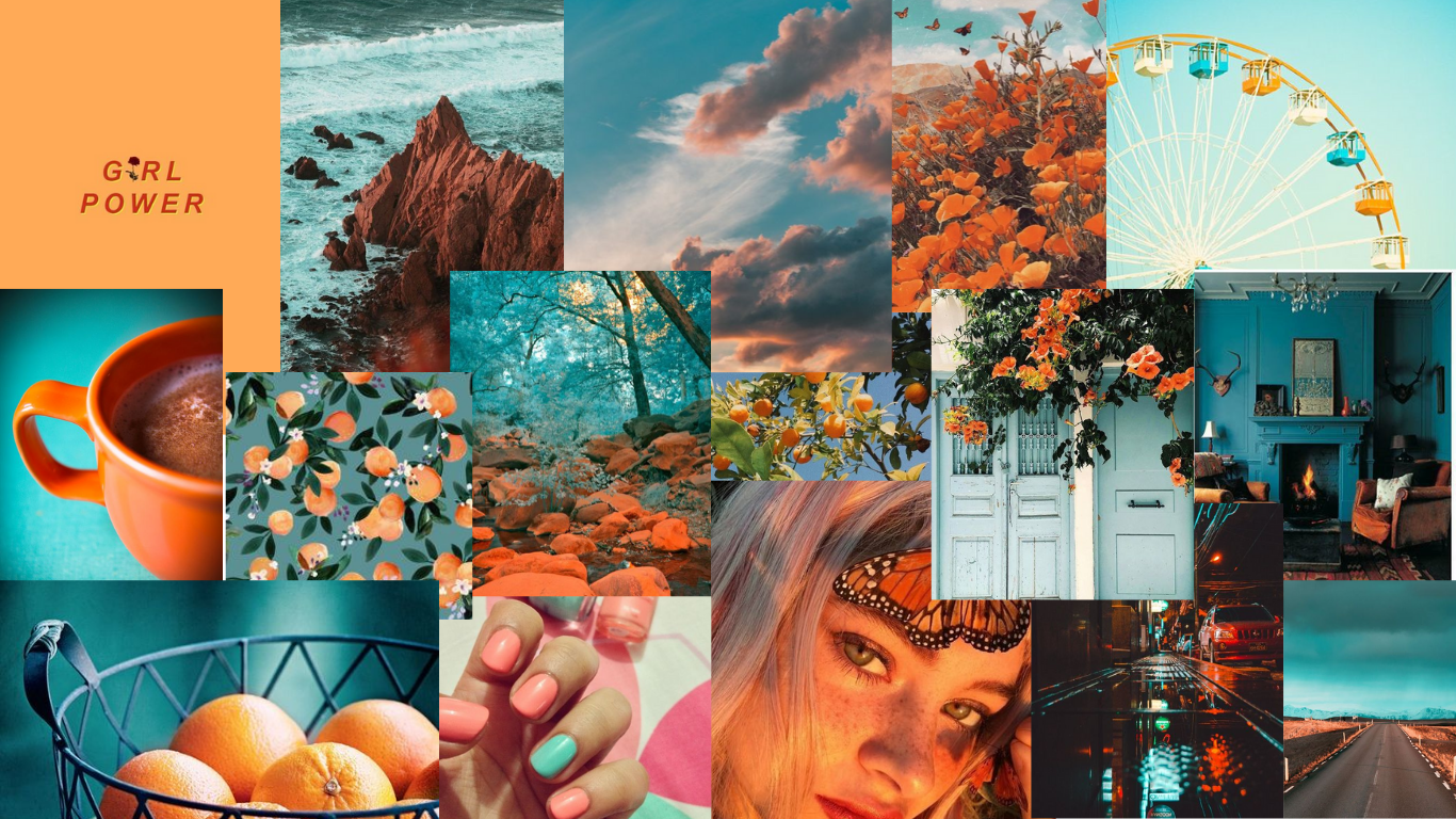 Orange Aesthetic Background Collage Laptop / Discover more posts about ...