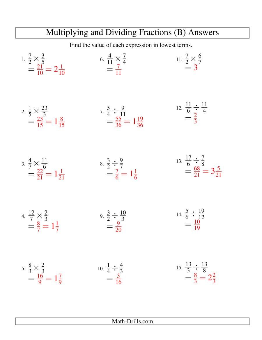 the multiplying and dividing fractions b math worksheet page 2