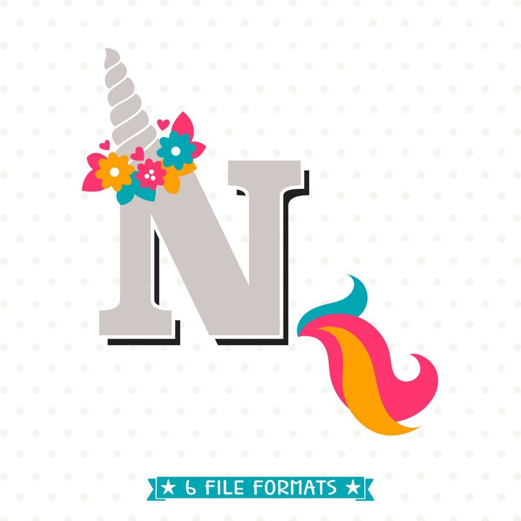 Download Letter N Unicorn Monogram SVG file | Lettering, Unicorn ...