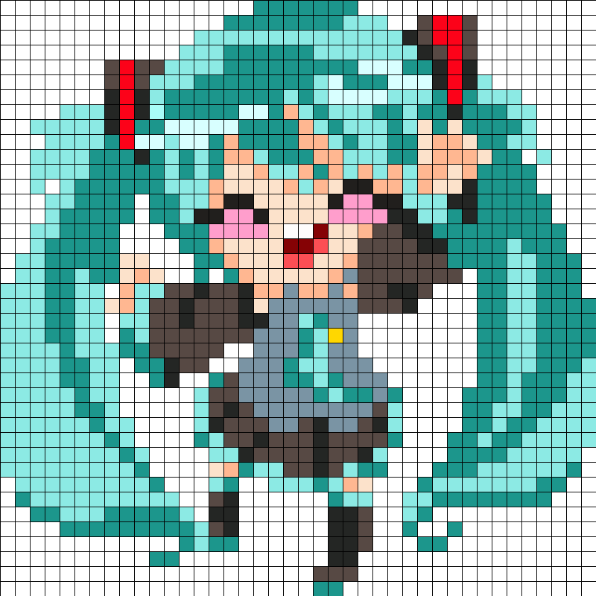 Hatsune_Miku_Perler by K9_Blue on Kandi Patterns | Pixel art grid ...