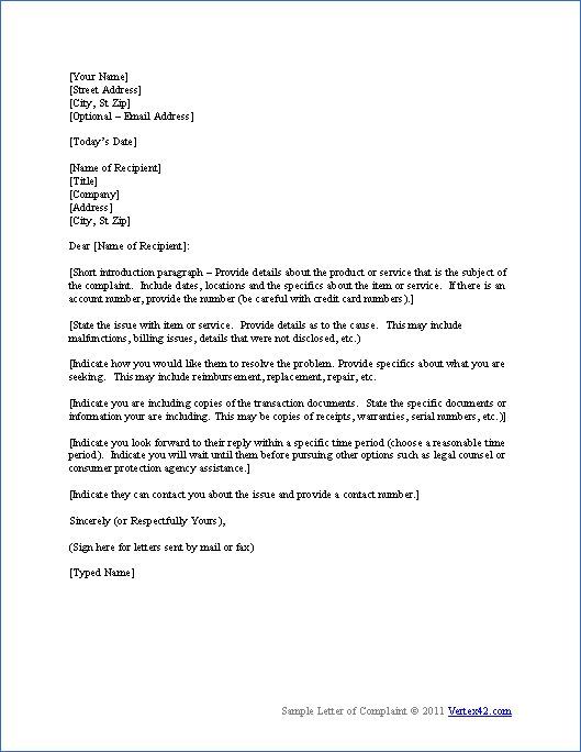 Complaint Letter Sample Letters With Must Know Tips Easy ...