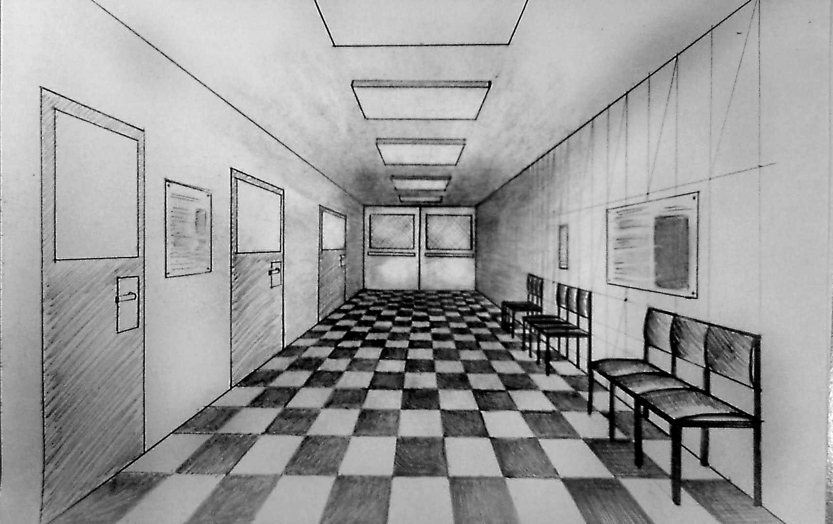 How To Draw A Room Using 1 Point Perspective : Pin By Design On ин ...