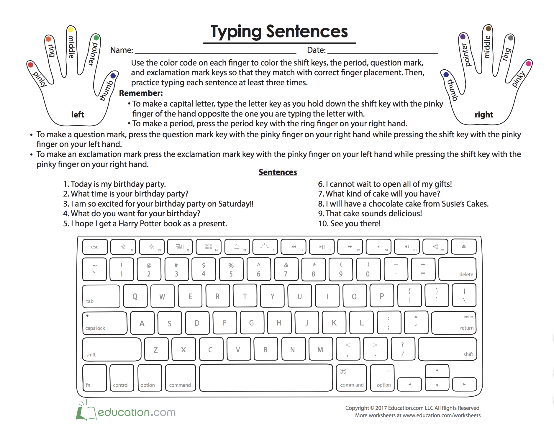 Printable Typing Practice Sheets