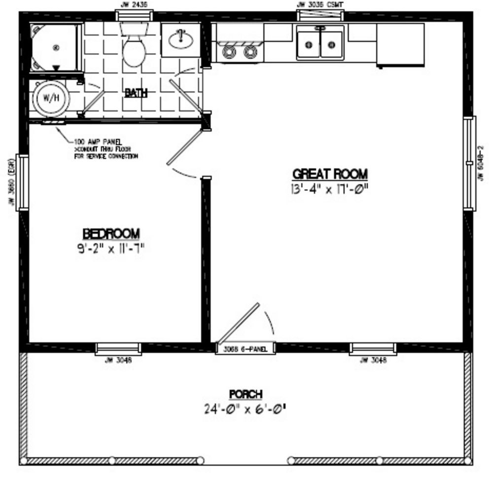 24x24 Lincoln Certified Floor Plan 24LN901 Cabin plans