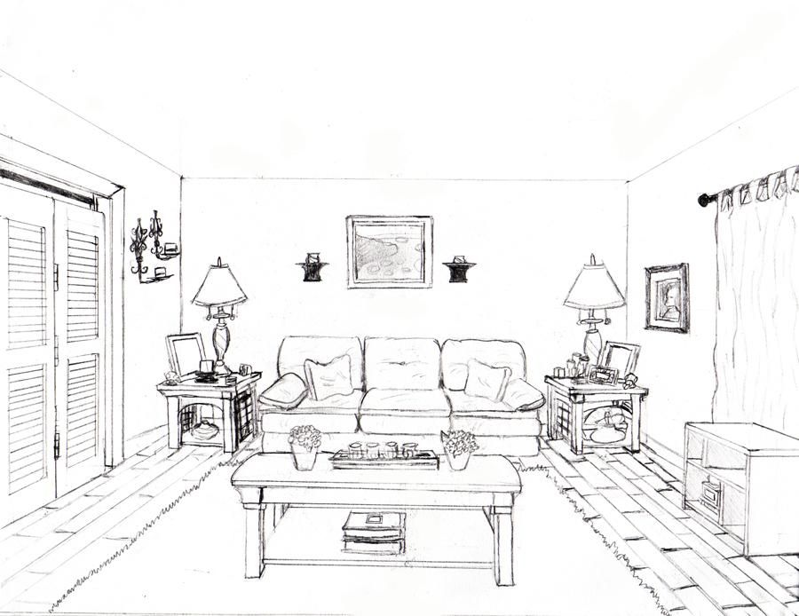 One Point Perspective - Room by Pockyshark on DeviantArt One Point ...