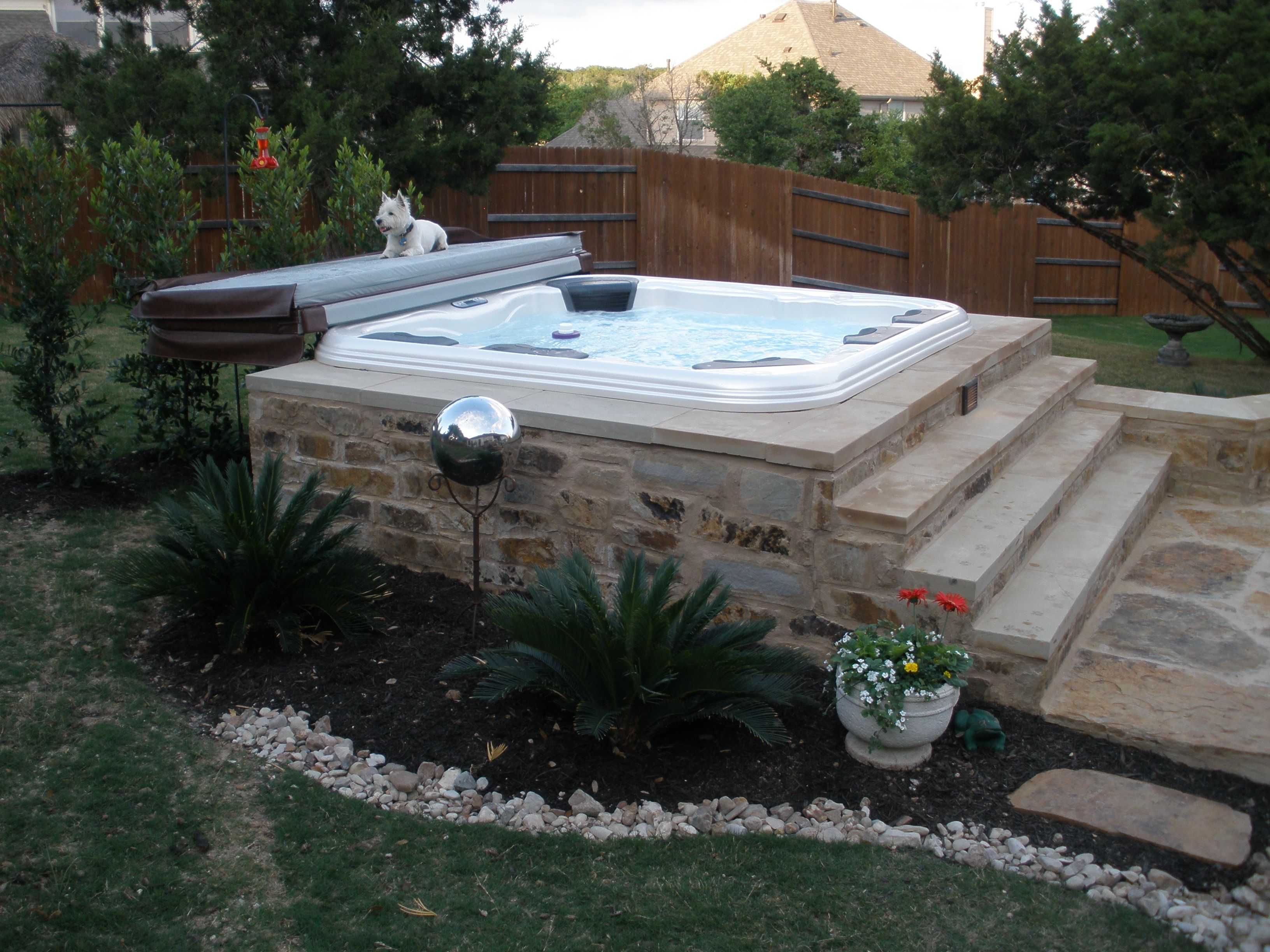 Pin by Amber Tyler on Backyard/ landscaping Hot tub backyard, Hot tub