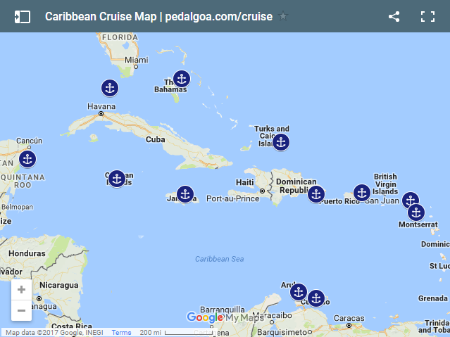 Caribbean map of Caribbean cruise ports, list.Things to do in Caribbean ...