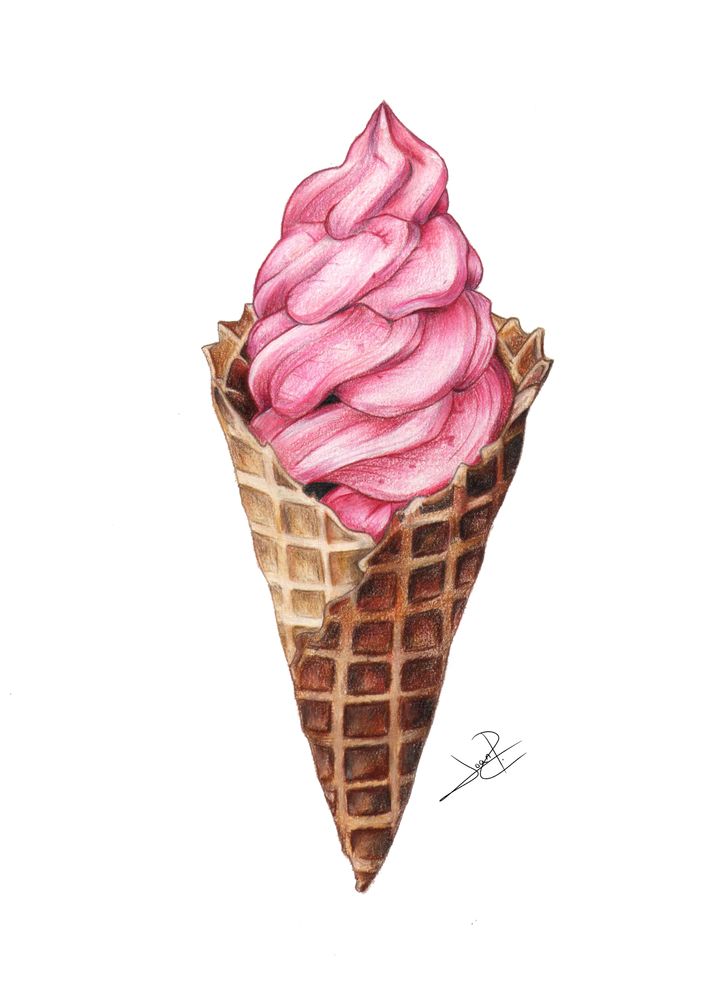 Ice Cream Art Print by Joan Pons Art - X-Small | Ice cream art, Fruit ...