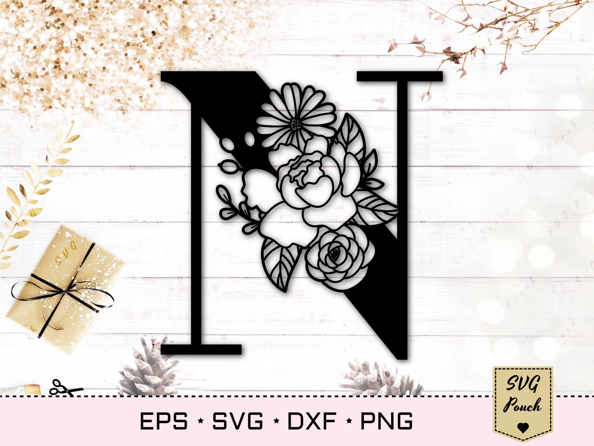 Download Floral letter N svg, Flower N font svg, Floral letters svg ...