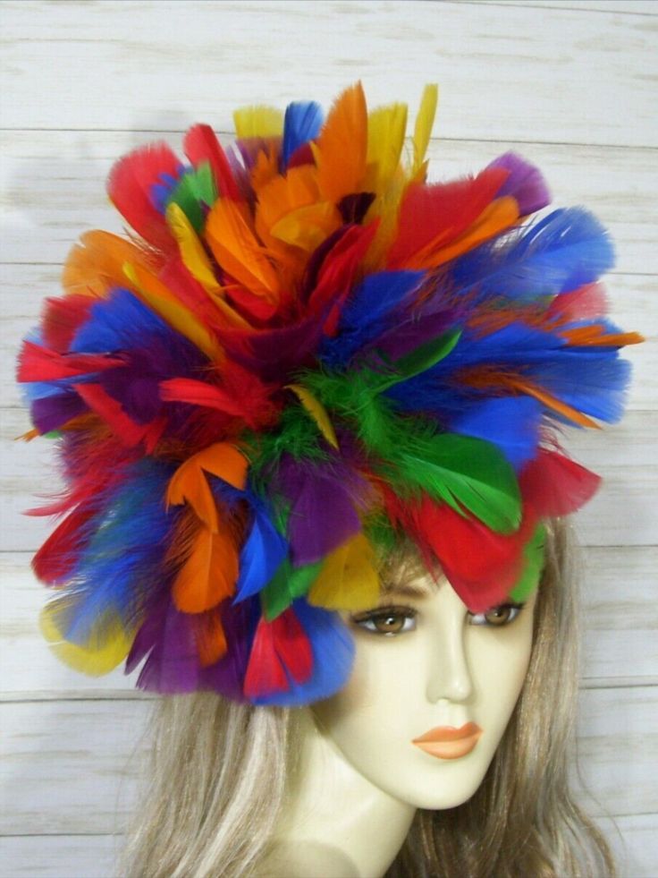 Rainbow feather fascinator hat gay pride feather hat multicolor feather ...