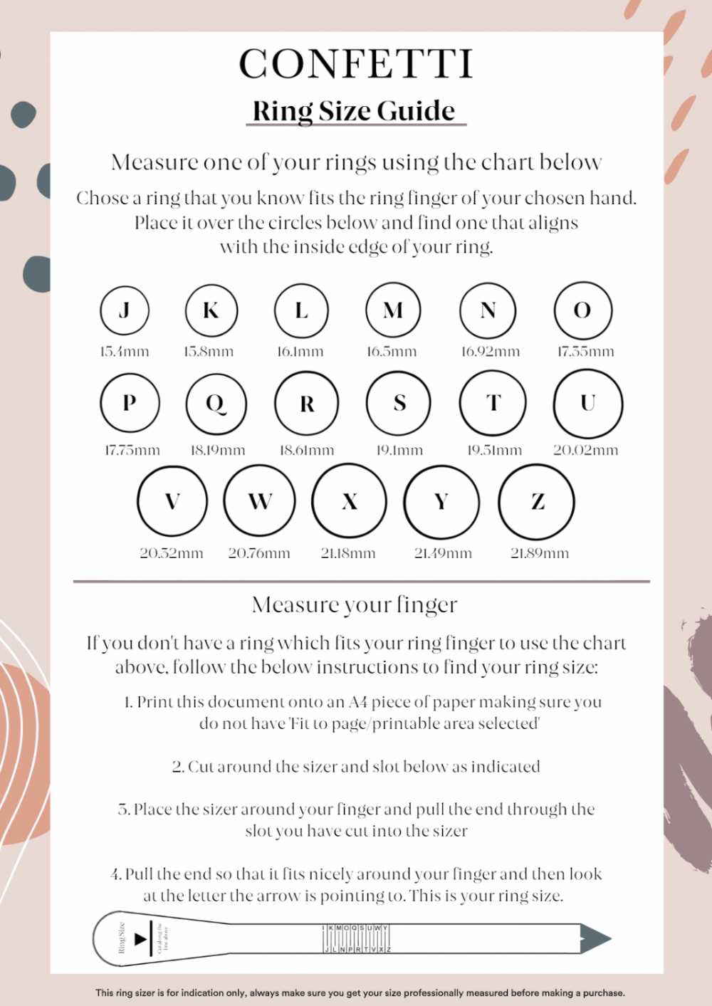 Free Printable Ring Size Guide: Ring Sizing Template Unusual Engagement ...