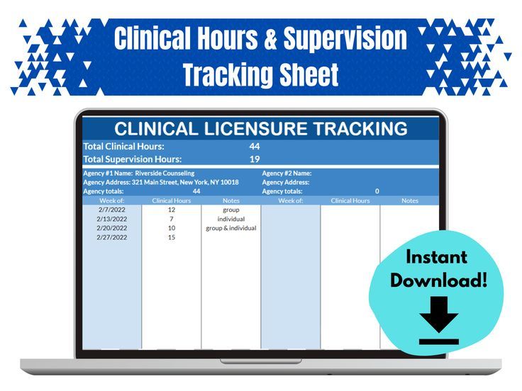 Clinical licensure supervision tracking google sheets track lcsw hours ...