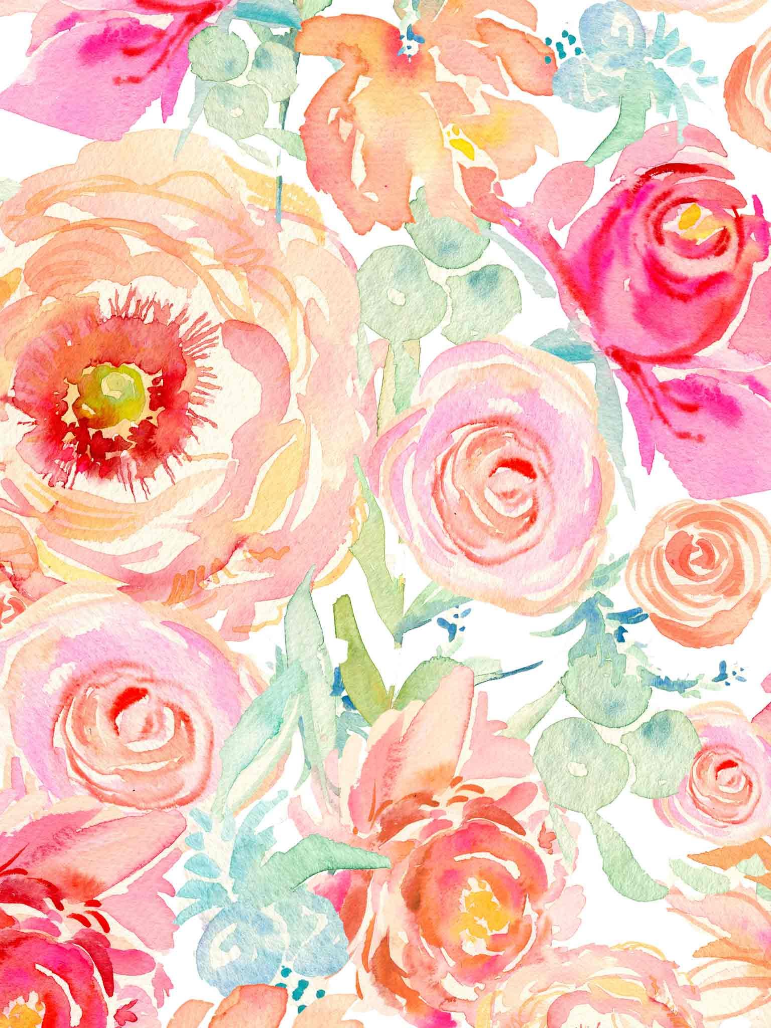 Watercolor Peony Wallpaper