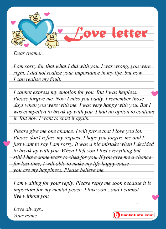 Love letter examples for her