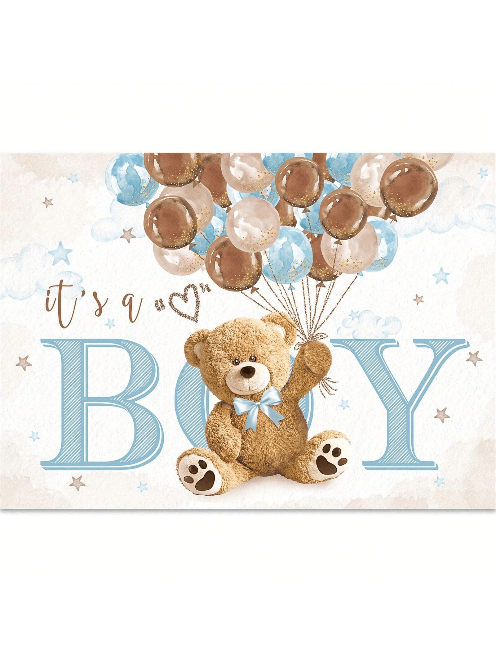 1pc Bear Background Cartoon Cute Brown Bear Take Balloons Shower ...