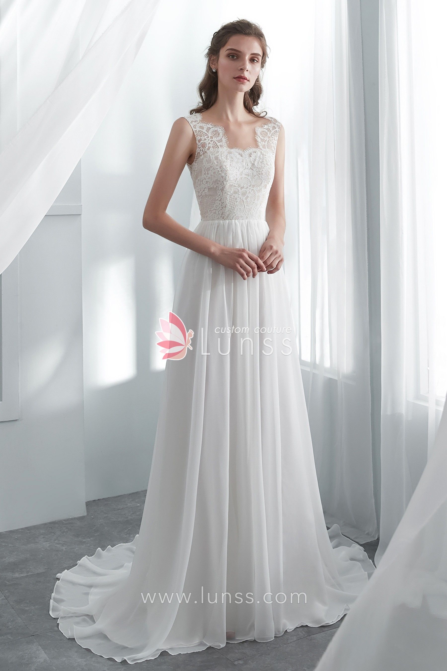 34+ A line chiffon beach wedding dress ideas