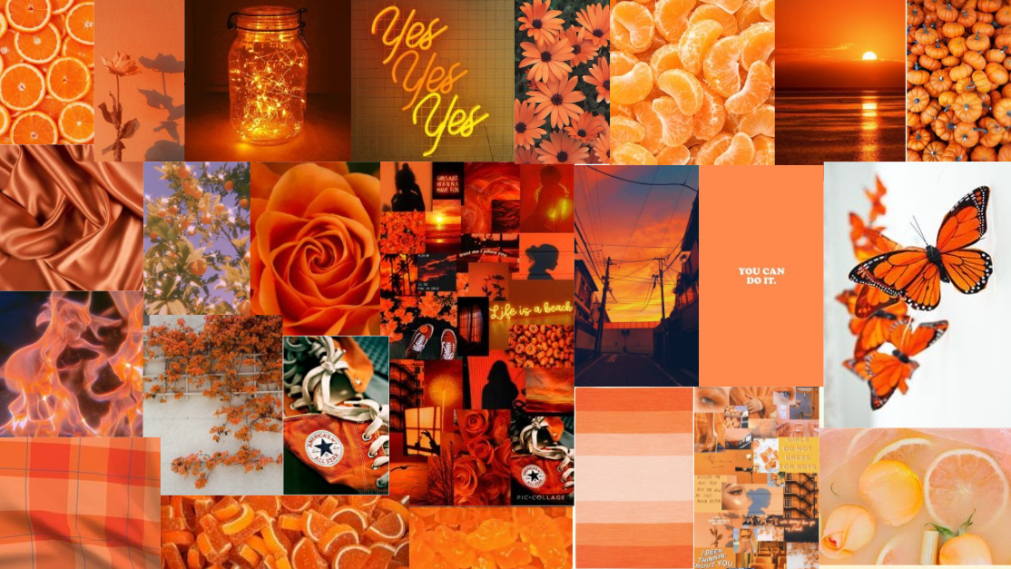 orange aesthetic | collage | Aesthetic collage, Aesthetic desktop ...