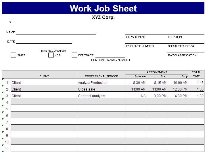 job sheet template free layout format excel spreadsheets templates resume service jobs gantt google building estimate in download