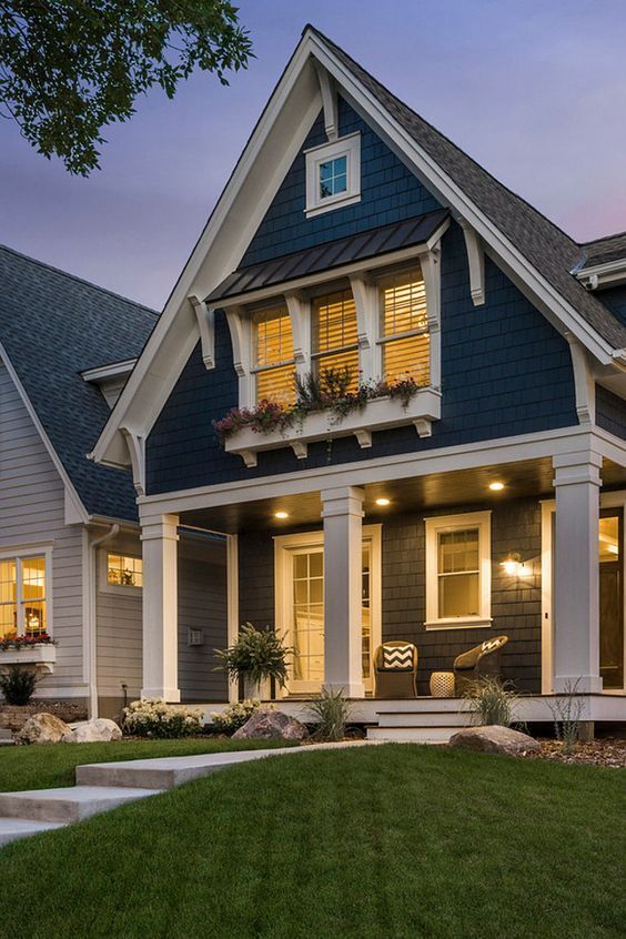 ***Love the colors on this house!!** Navy Shingle Paint