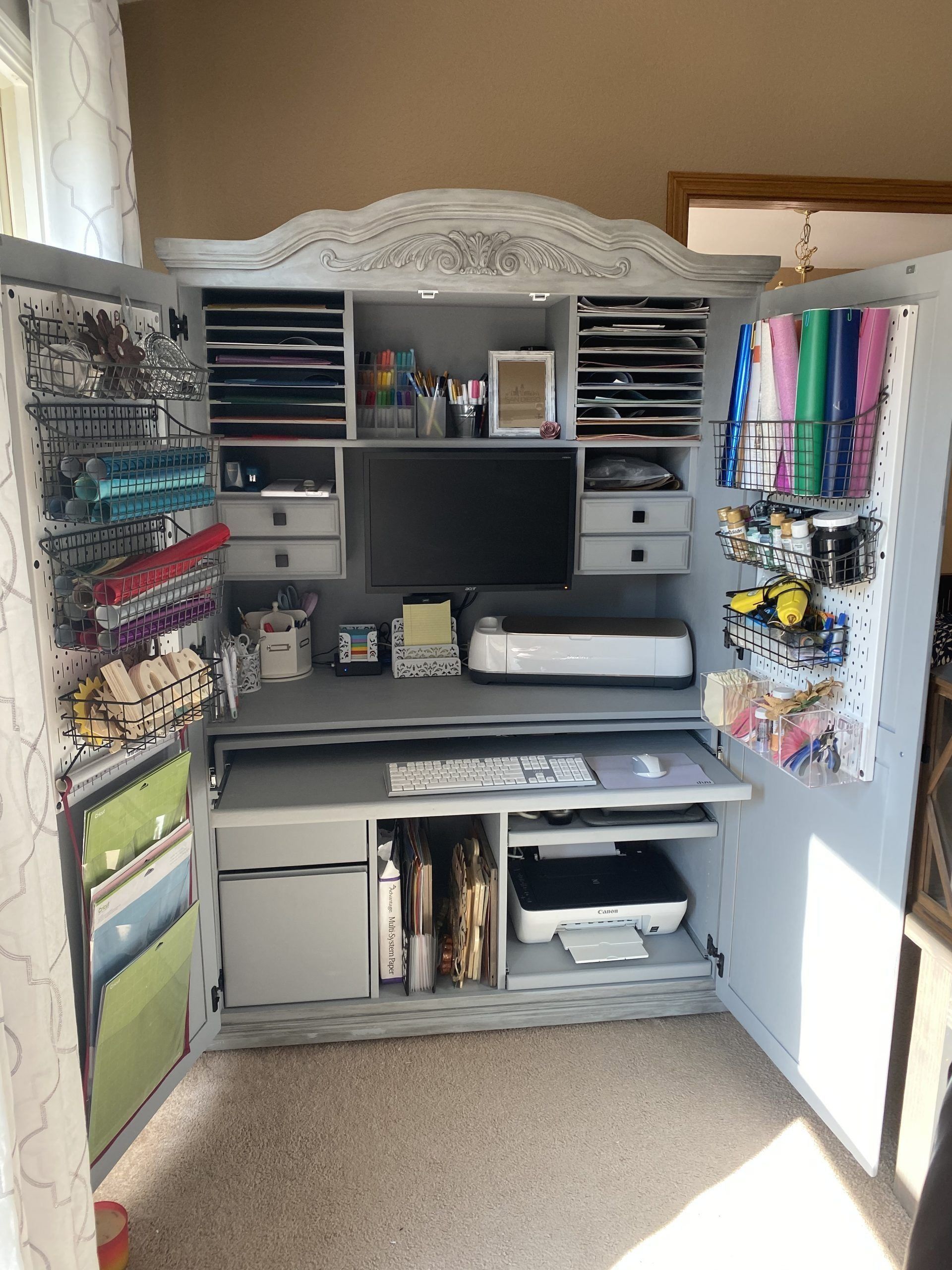 Turn a 60 Computer Armoire into a Cricut Craft 1000