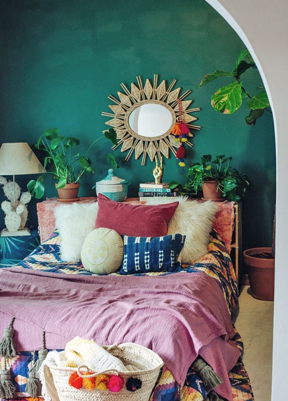 Boho guest room OTF | Bedroom design, Bedroom green, Home decor