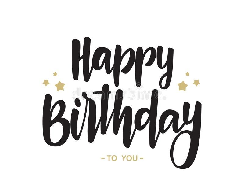 Handwritten type lettering of Happy Birthday to You on white background ...