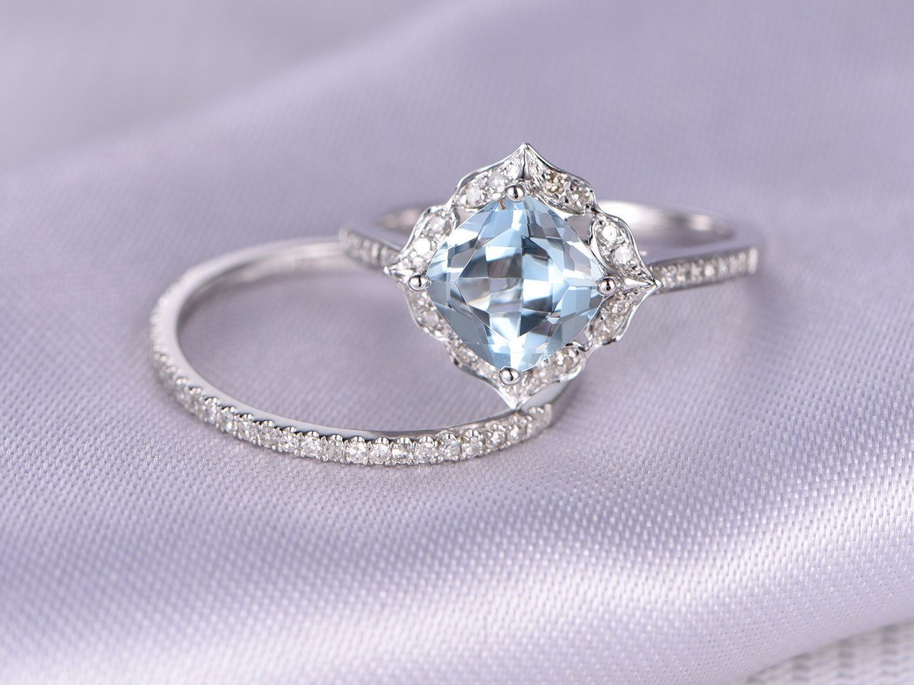 21++ Aquamarine engagement wedding ring set ideas in 2021 