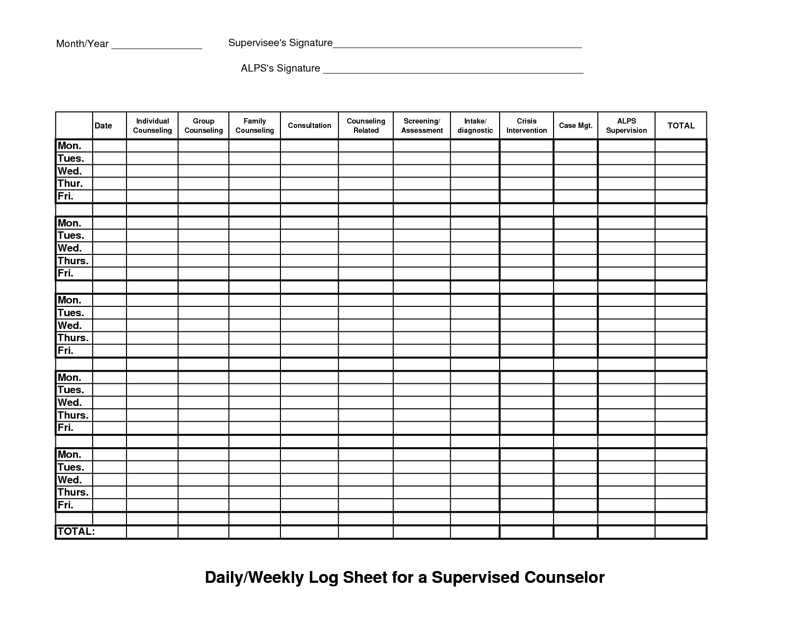 Lcsw Supervision Log Template Excel - Printable Word Searches