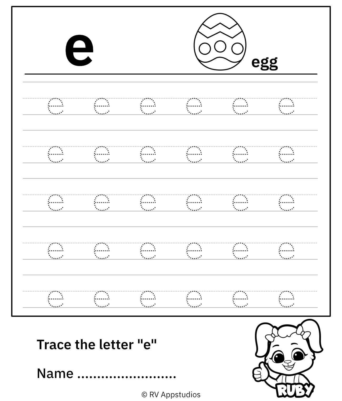 Printable Letter e Tracing Worksheet in 2024 | Letter e worksheets ...