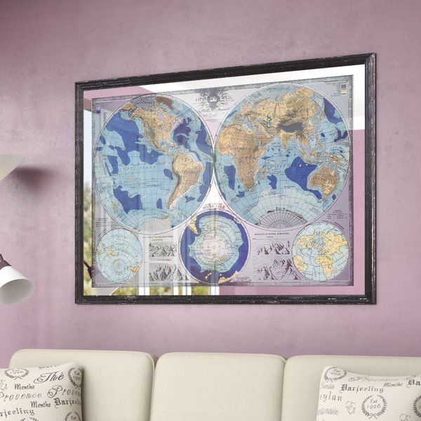 Mirrored Map Of The World 'Mirrored World Map' by Grace Feyock Picture Frame Graphic Art Print