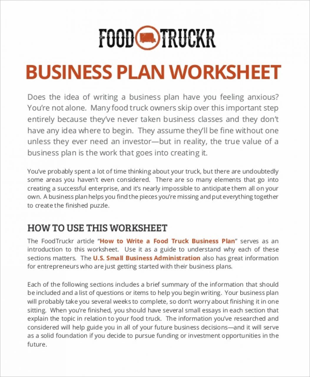 Food Truck Business Plan Sample Template Pdf K For E2 80 93 intended