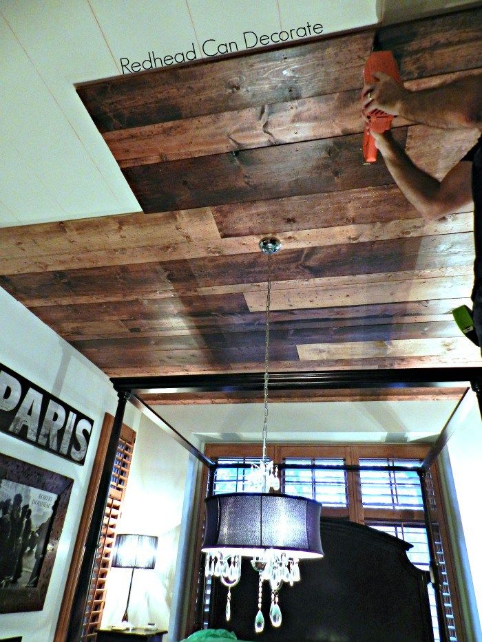 DIY Wood Planked Ceiling Redhead Can Decorate Wood plank ceiling, Remodel bedroom, Plank ceiling