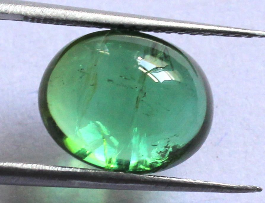 Natural Tourmaline Loose Gemstone Green Color 11.3X9mm Oval Cabochon 4. ...