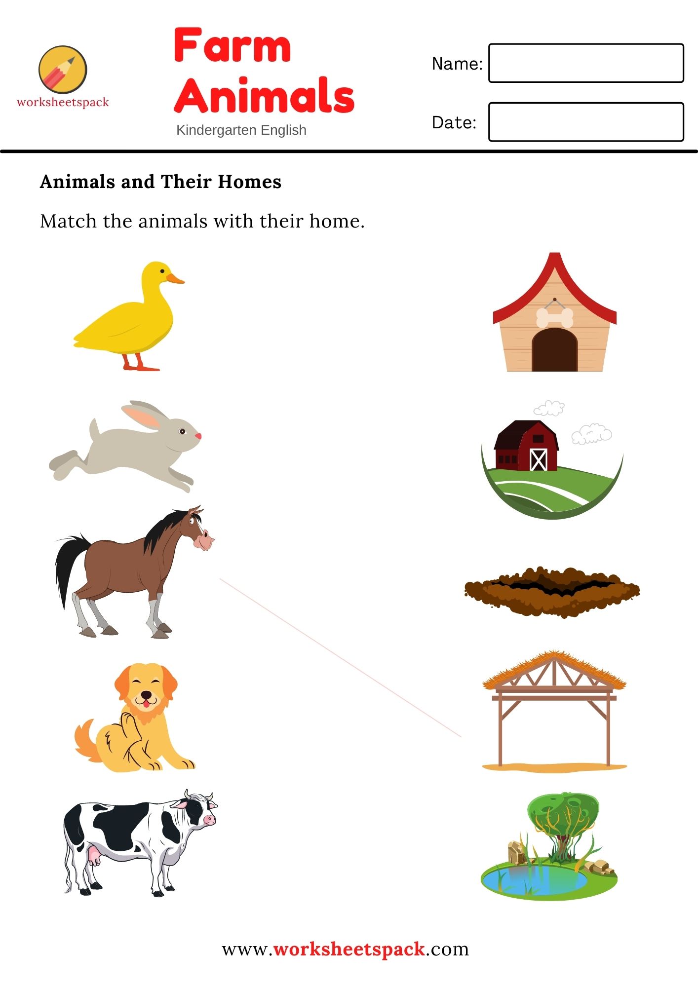 Farm animals matching worksheet. Writing Activities For Preschoolers ...