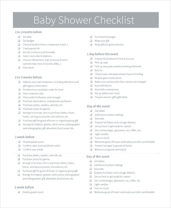 83 reference of baby shower planning checklist excel Baby shower