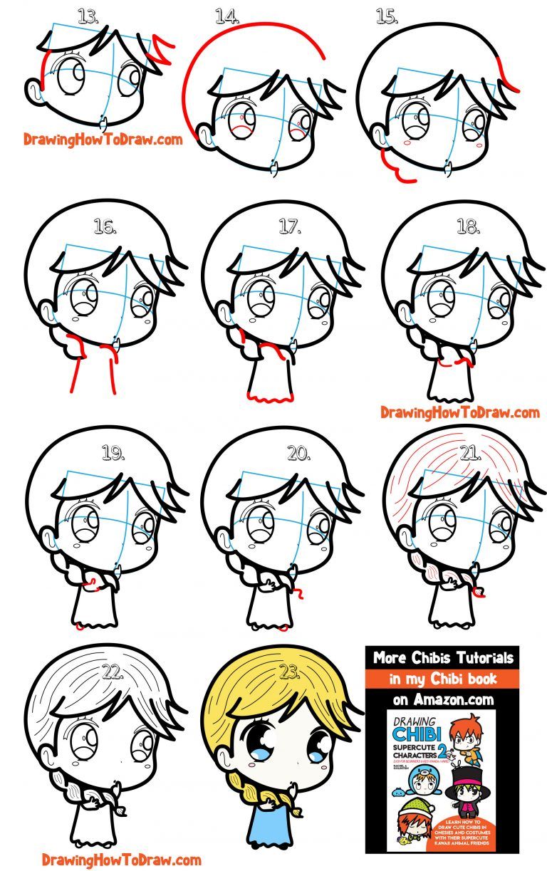 How to Draw a Supercute Chibi Girl with Easy Step by Step Drawing ...