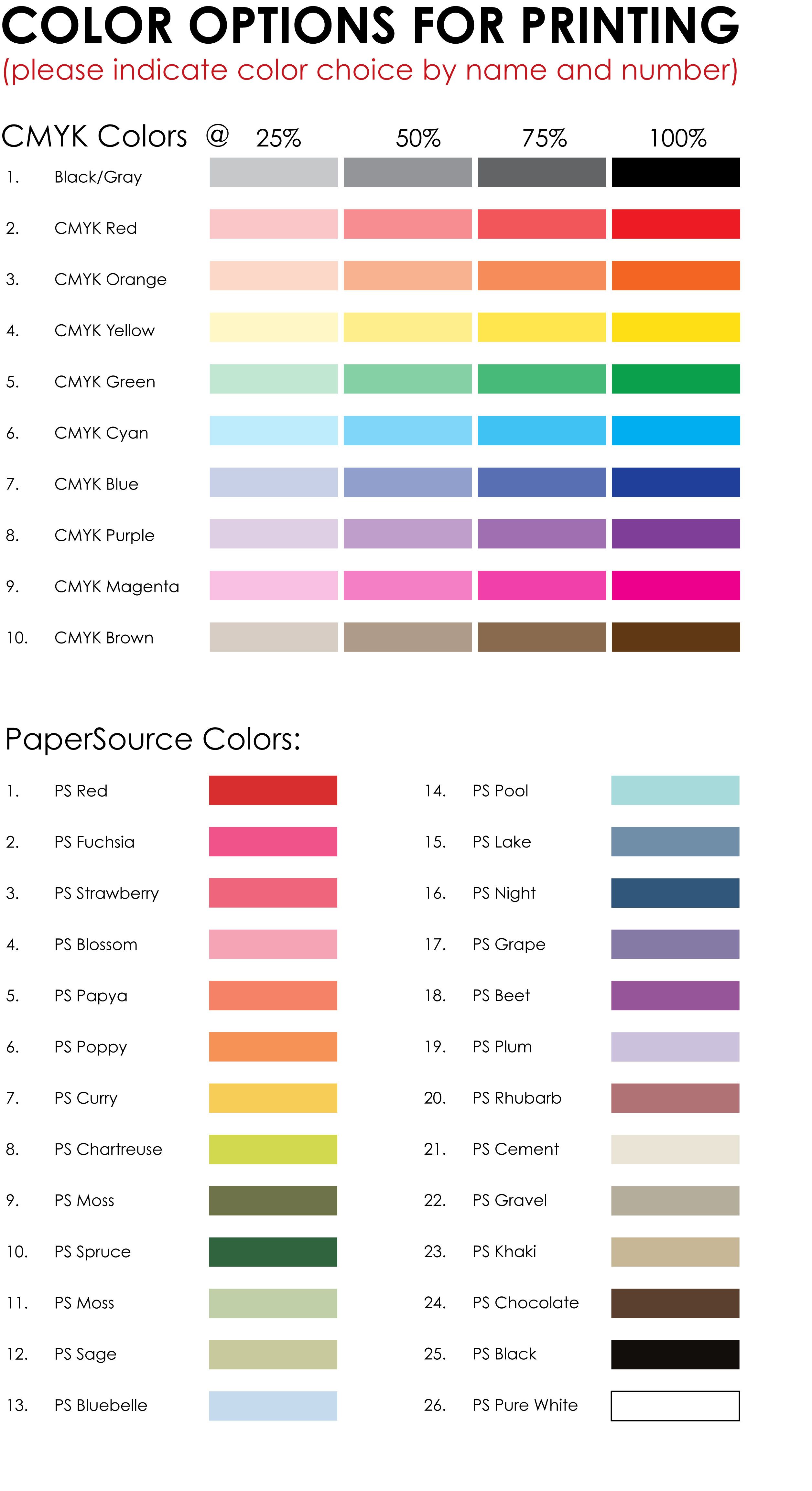 Cmyk Printable Color Chart