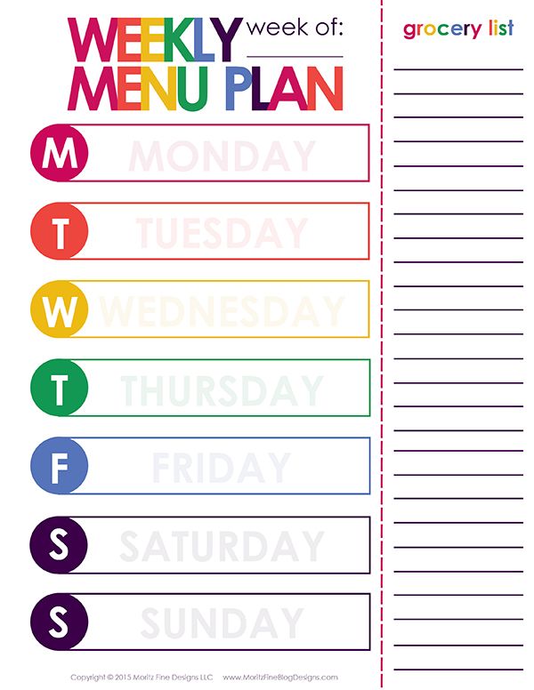 Free Printable Weekly Dinner Menu Template - Free Printable Templates